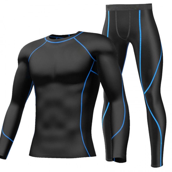 2pcs Set Compression Wear Base Layer Gym Fitness Yoga Shirt Top Pants Leggings Sets man tracksuits