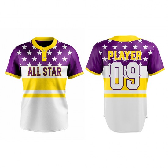 Fast Delivery Custom Printing Baseball Plain Shirts Blue fast pitch 2 button  Jersey Outfit Mens Sublimation Cheap Price Baseball Jersey Men